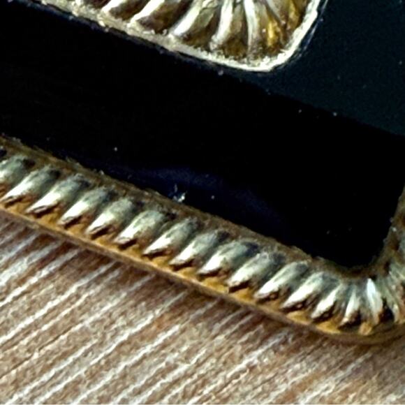 Antique Victorian Japanned & Gilt Sash Buckle Black Gold Metal 1800s ornate main image 4